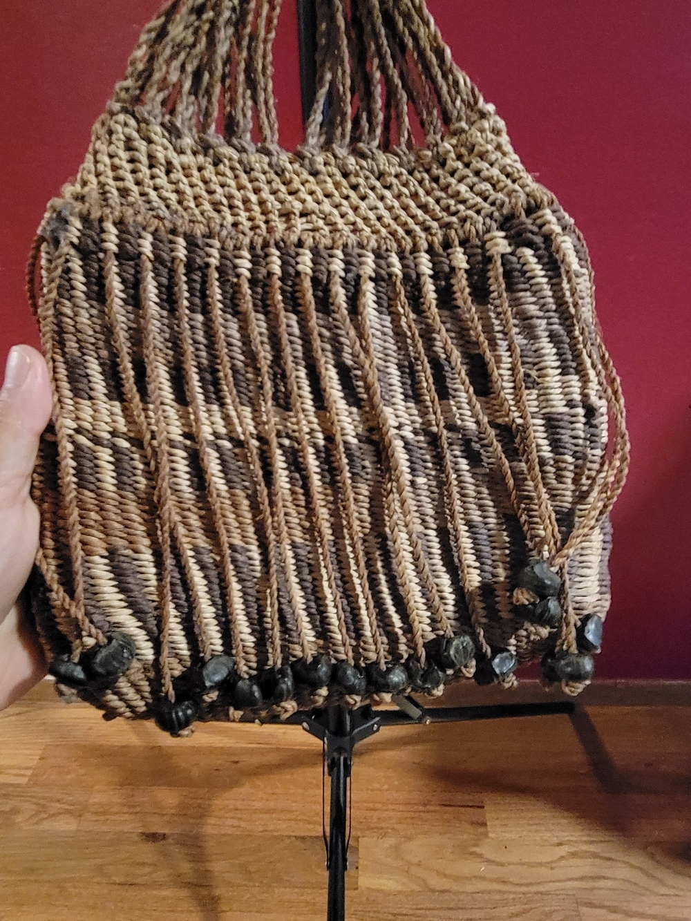 Handwoven Olive Green Macramé Shoulder Bag - Picture 2 of 3